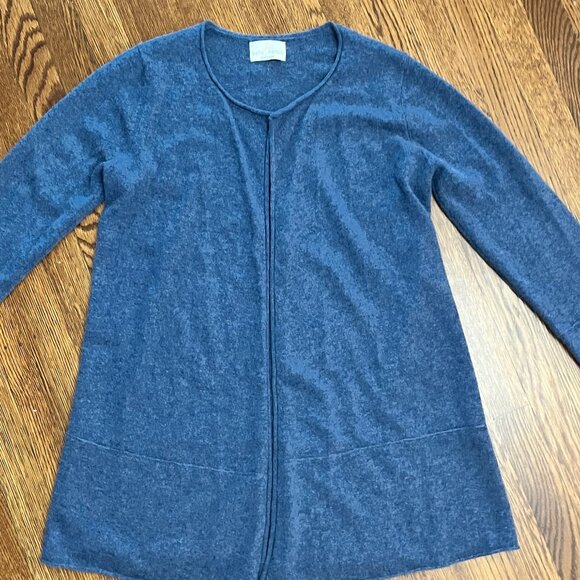 Anthropologie 100% Cashmere Blue Cardigan Open Front Sweater Duster - EUC - OSFM - Picture 5 of 8